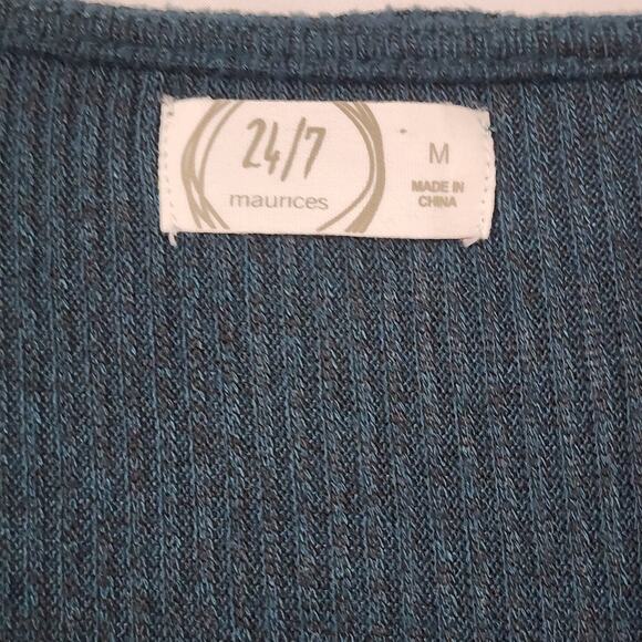 🌻3 for $18 Teal Wrap Style Knit Long Sleeve Top - Picture 4 of 4